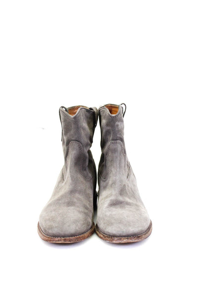 Etoile Isabel Marant Womens Flat Slouchy Suede Ankle Boots Gray Size 38 8