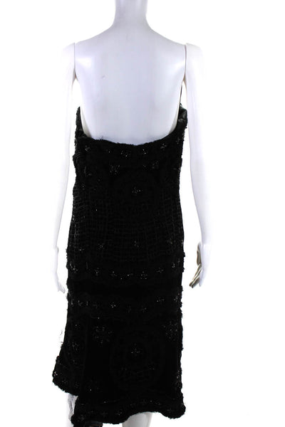 Angel Sanchez Women's Silk Velvet Beaded Bodycon Mermaid Gown Black Size 8