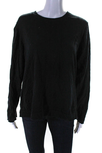 J Crew Teddie Womens Cotton Tight-Knit Long Sleeve Round Neck Top Black Size 2X