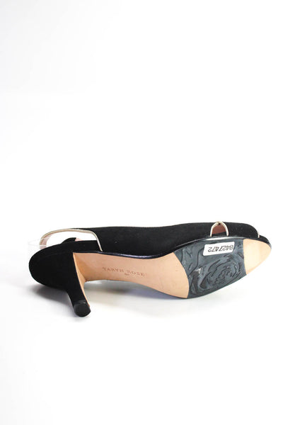 Taryn Rose Women's Open Toe Cone Heel Sling Back Sandals Black Size 8