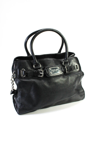 Michael Kors Grained Leather Double Handle Rectangluar Shoulder Handbag Black