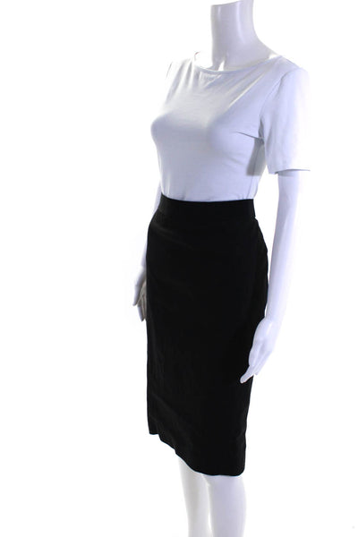 Elie Tahari Womens Linen Asymmetrical Darted Midi Pencil Skirt Black Size 12