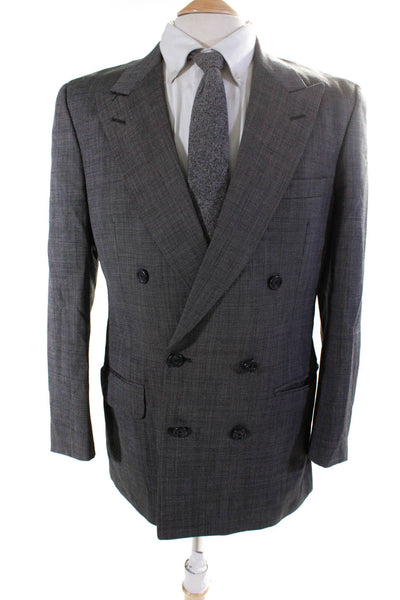 Burberry Mens Wool Striped Textured Buttoned Collared Blazer Gray Size EUR42