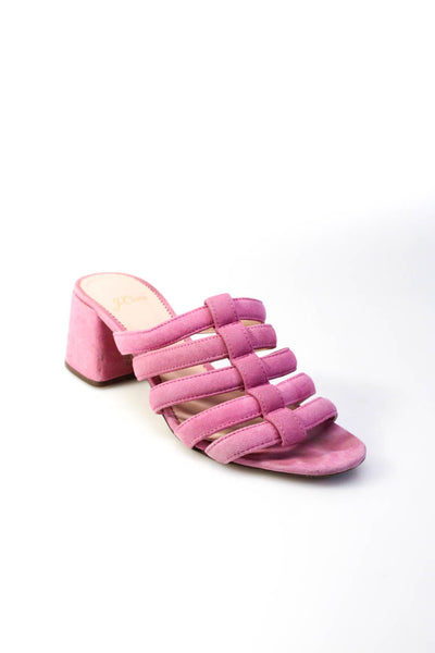 J Crew Women's Open Toe Strappy Block Heels Sandals Pink Size 8
