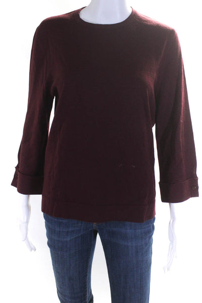 Carolina Herrera Womens Wool Crew Neck Long Sleeve Pullover Sweater Red Size XL