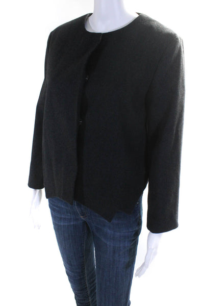 Mignon Doo Women's Long Sleeve Snap Front Wool Blend Short Jacket Gray Size M