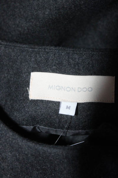 Mignon Doo Women's Long Sleeve Snap Front Wool Blend Short Jacket Gray Size M