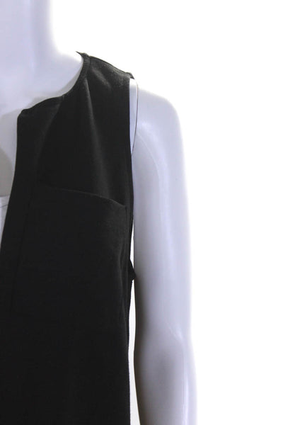 Ermanna Women's Sleeveless Mid Length Open Front Cardigan Sweater Black Size 38