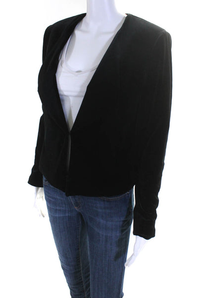 Tahari Women's Long Sleeve Hook & Eye Velvet Short Jacket Black Size 4