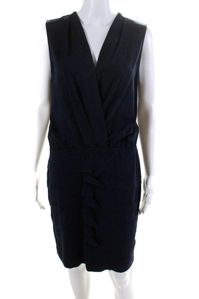 Artelier Nicole Miller Women's Sleeveless V Neck Tiered Sheath Dress Blue Size L