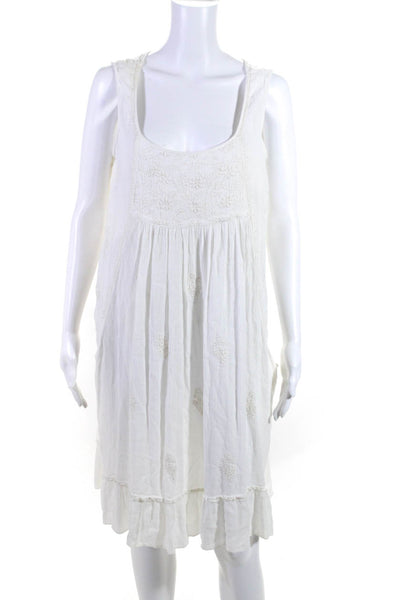 Chelsea & Violet Womens Sleeveless Scoop Neck Embroidered Dress White Size Large