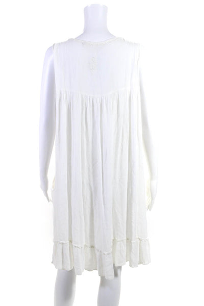 Chelsea & Violet Womens Sleeveless Scoop Neck Embroidered Dress White Size Large