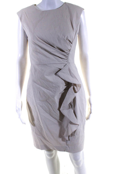 Rebecca Taylor Womens Gathered Ruffle Sleeveless Sheath Dress Ivory Size 4