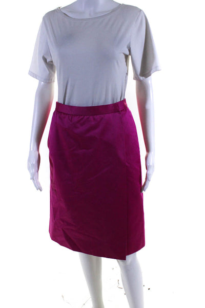 Yves Saint Laurent Womens Knee Length Wrap Skirt Pink Cotton Size EUR 40