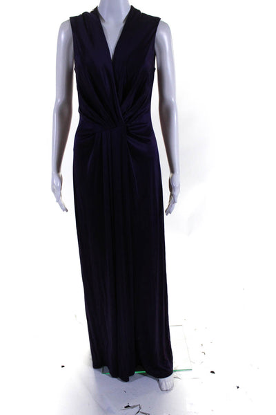 L'Agence Womens V Neck Sleeveless A Line Wrap Maxi Dress Purple Size Medium
