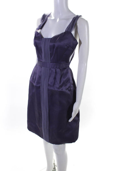 Alexandra Vidal Womens Satin Chiffon Sleeveless A-Line Party Dress Purple Size 2