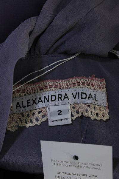 Alexandra Vidal Womens Satin Chiffon Sleeveless A-Line Party Dress Purple Size 2