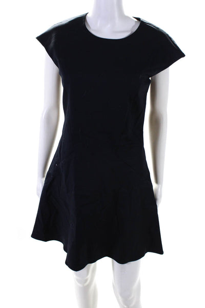 CO OP Barneys New York Womens Cotton Zip Up Sleeveless A-Line Dress Navy Size 4