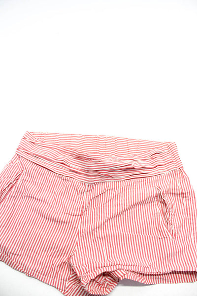 J Crew Womens Cotton Striped Mid-Rise Elastic Pleated Waist Shorts Red Size S