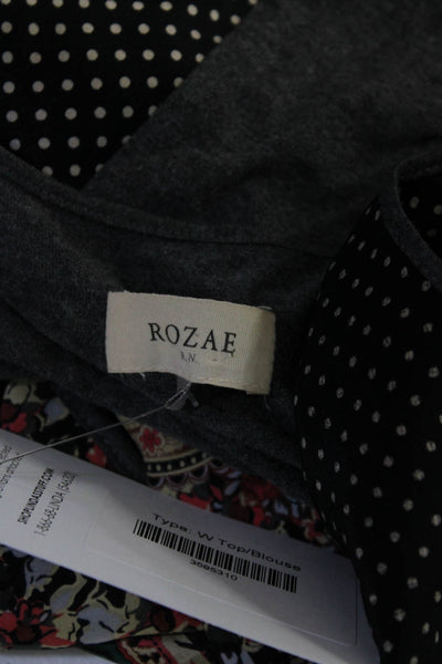 Rozae RN Womens Silk Floral Polka Dot Sleeveless Tank Cami Blouse Black Size M