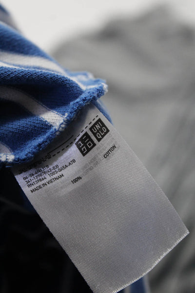 Michael Bastian Mens Striped Polo Shirts Blue Gray Cotton Size Large Lot 2