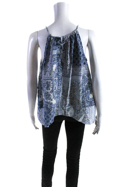 Joie Women's Sleeveless Printed Silk Tank Top Blouse Blue Size S