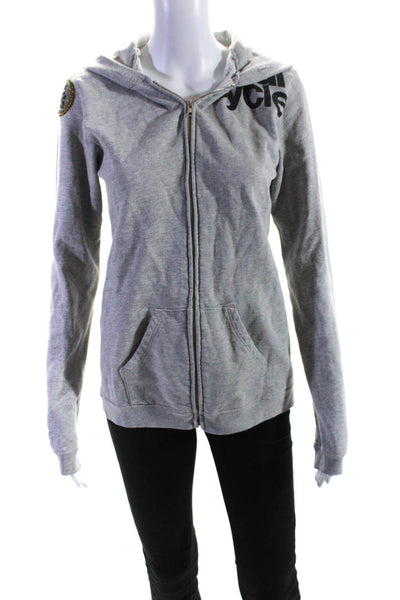 Soul Cycle Women's Embroidered Zip Front Logo Hoodie Gray Size S