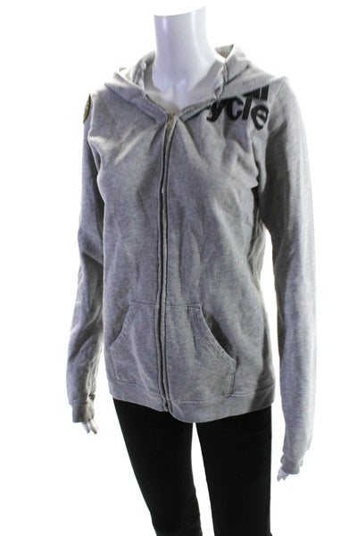 Soul Cycle Women's Embroidered Zip Front Logo Hoodie Gray Size S