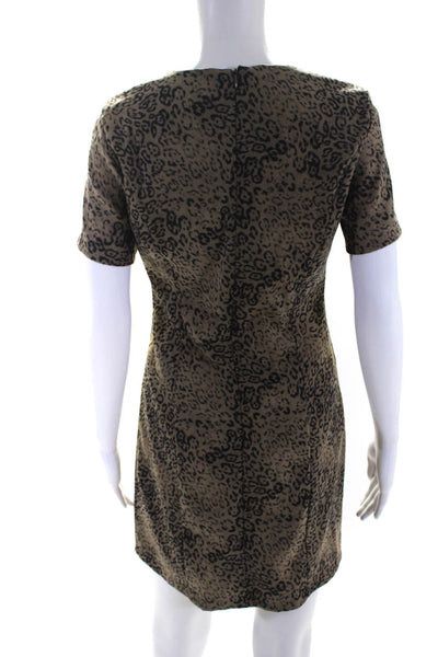 140.Avenue Women's Short Sleeve Animal Print Sheath Dress Brown Size M