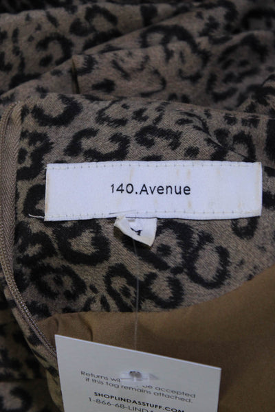 140.Avenue Women's Short Sleeve Animal Print Sheath Dress Brown Size M