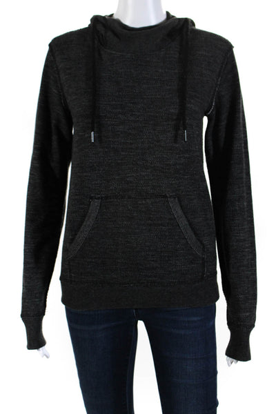 T Alexander Wang Womens Pullover Hoodie Black Cotton Blend Size Extra Small