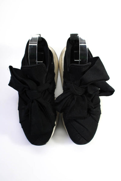 Maison Margiela Women's Round Toe Bow Rubber Sole Sneakers Black Size 6