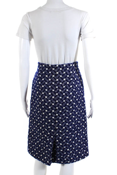 Point Line Womens Geometric Print Lined Pencil Knee Length Skirt Set Blue Size 4