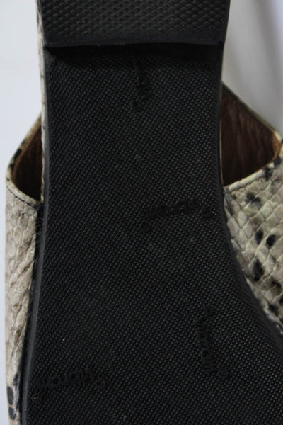 Joseph Womens Faux Snakeskin Pointed Toe Flat Slingbacks Beige Black Size 9