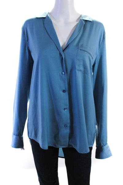 Equipment Femme Women's Long Sleeve Button Down Blouse Blue Size L