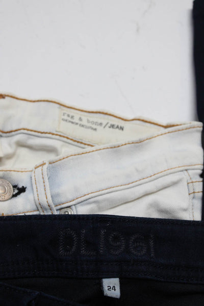 DL1961 Rag & Bone Womens Mid Rise Skinny Jeans White Blue Size 24 Lot 2