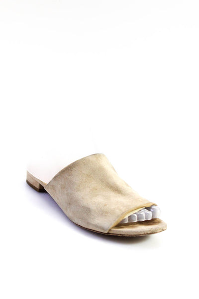 Mansur Gavriel Womens Single Strap Slide Sandals Beige Suede Size 37