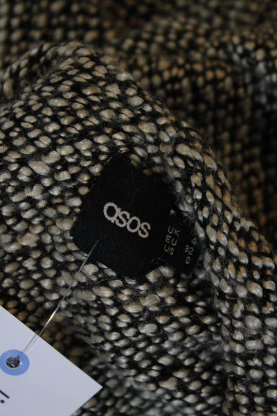 Asos Womens Front Zip Knit Crew Neck Vest Jacket White Black Size 0