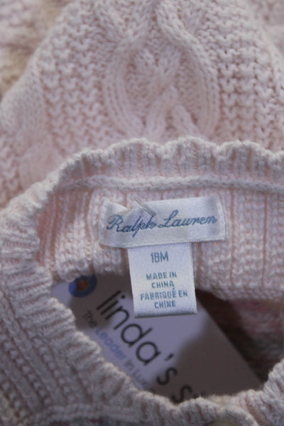 Ralph Lauren Girls Button Front Fair Isle Cardigan Seater White Blue 18 Months