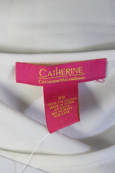 Catherine Catherine Malandrino Womens Scoop Neck Laser Cut Scallop Top White XS