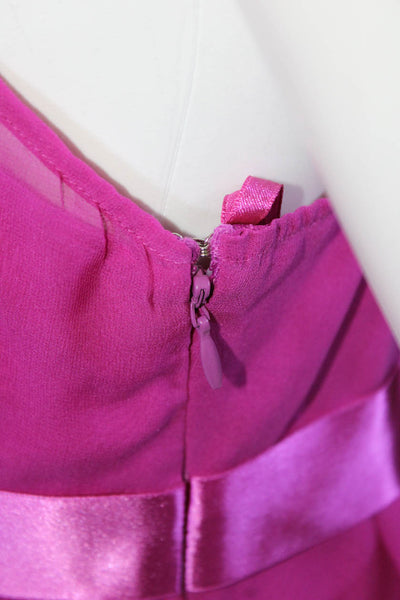 BCBGMAXAZRIA Women's V-Neck Spaghetti Straps Ruffle Mini Dress Pink Size 4