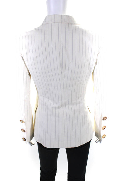 Burberry Womens Cotton Striped Buttoned Collared Long Sleeve Blazer Cream Size M