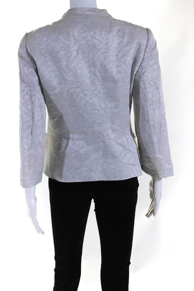 Armani Collezioni Womens Linen Button Down Jacket Gray White Size 8