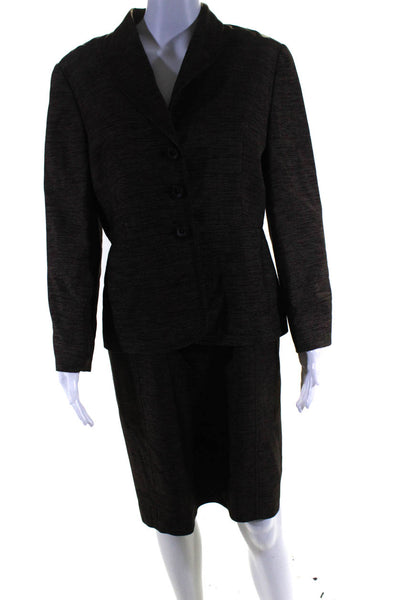 Piazza Sempione Womens Button Down Dress Suit Brown Wool Size EUR 46