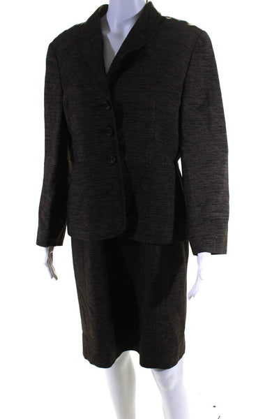 Piazza Sempione Womens Button Down Dress Suit Brown Wool Size EUR 46