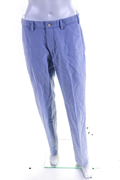 Ralph Lauren Womens Cotton Buttoned Straight Leg Casual Pants Blue Size EUR32