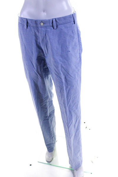 Ralph Lauren Womens Cotton Buttoned Straight Leg Casual Pants Blue Size EUR32