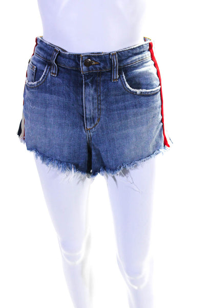 Joes Womens Denim Fringed Cutoff High Rise Side Striped Shorts Blue Size 29