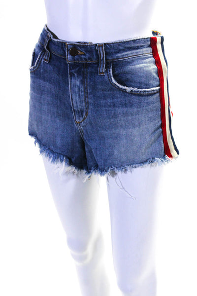 Joes Womens Denim Fringed Cutoff High Rise Side Striped Shorts Blue Size 29