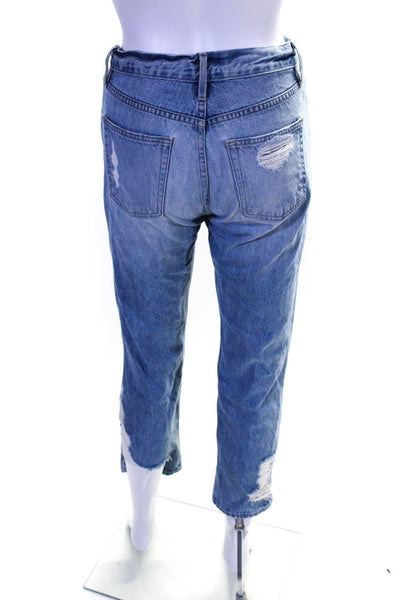 3x1 NYC Womens Cotton Denim Distressed High-Rise Boyfriend Jeans Blue Size 24